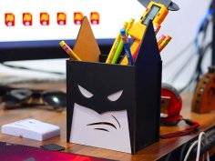 Laser Cut Batman Pencil Holder Superhero Pen Gift Box for Kids 3mm Free Vector