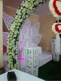 Laser Cut Beautiful Wedding Screen and Stage Design DXF File