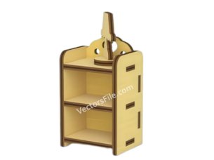 Laser Cut Bedside Table with Lamp Dollhouse Furniture Template