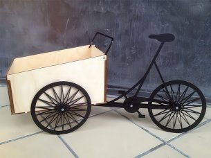 Laser cut Bicycle Cart Wooden Gift Basket Vector File
