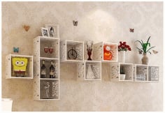 Laser Cut Block Wall Shelf CDR Vectors File