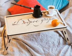 Laser Cut Breakfast Table In Bed Free CDR File