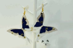 Laser Cut Butterfly Earrings Design Free PDF, CDR and DXF File