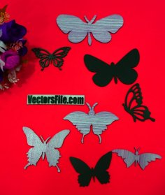 Laser Cut Butterfly Set Template for Decor Art DXF and CDR File