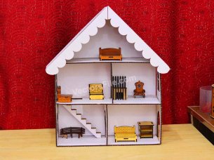 Laser Cut Cardboard Dollhouse Design DIY Craft Idea