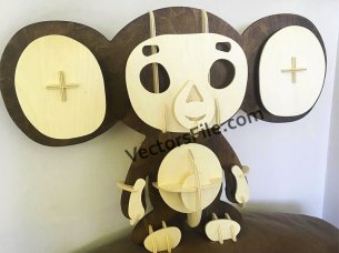 Laser Cut Cartoon Character Cheburashka 3D Puzzle Model Kit