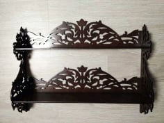 Laser Cut Carved Shelf, Wooden Wall Shelf, Storage Shelf Vector File