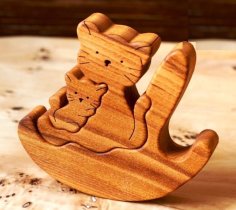 Laser Cut Cat 3D Wooden Puzzle Toy DXF File