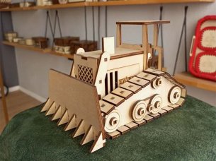 Laser Cut Cat Bulldozer 3D Puzzle Toy Model Vector File