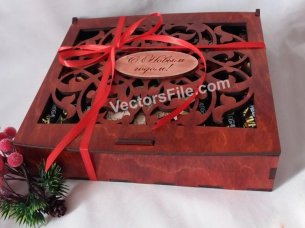 Laser Cut Chocolate Gift Box Design Valentines Day Wood Box