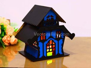 Laser cut Christmas House Decoration Dollhouse Design