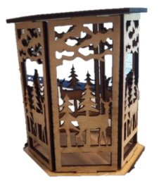 Laser Cut Christmas Lamp Night Light Deer Lantern 3mm Plywood Vector File for Laser Cutting