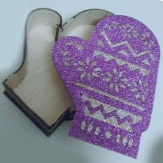 Laser Cut Christmas Mitten Box Gift Box Jewelry Box 3mm 4mm Free Vector File