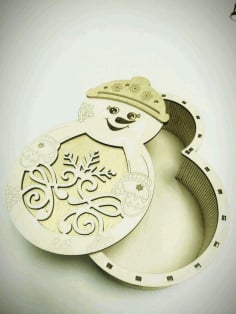 Laser Cut Christmas Snowman Gift Box CDR File