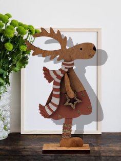 Laser Cut Christmas Standing Deer Decoration CDR File