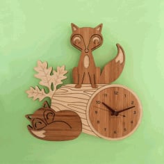 Laser Cut Clock with Fox Free Vector CDR File