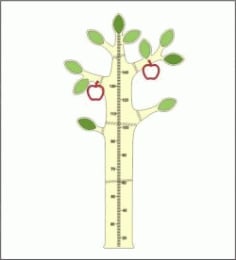 Laser Cut CNC Apple Tree Height Measure DXF Vectors File