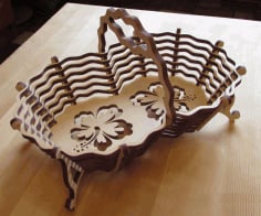 Laser Cut CNC Candy Basket Vector Plan CDR File