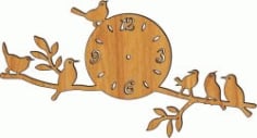 Laser Cut CNC Clock on A Tree Branch Plasma DXF Vectors File