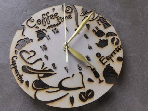 Laser Cut Coffee Time Wall Clock Design Wall Art Decor Idea