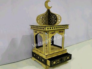 Laser Cut Crescent Moon Ramadan Lantern Gift with Storage Drawer