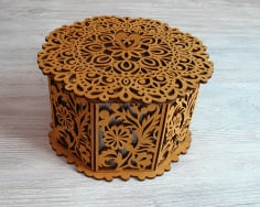 Laser Cut Decorative Basket with Lid Octagon Basket CDR File