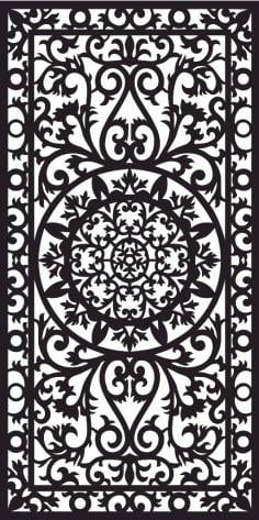 Laser Cut Decorative Door Panel Design DXF File