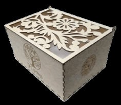 Laser Cut Decorative Engraved Wooden Box, Wooden Storage Box Vector File