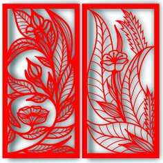 Laser Cut Decorative Flower Jali Panel Outdoor Fence Grill Design Room Divider Vector File