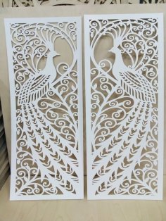 Laser Cut Decorative Peacock Wall Screen Panel Privacy Grill Design Vector File