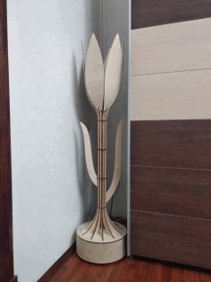 Laser Cut Decorative Tulip Floor Lamp CDR Vectors File