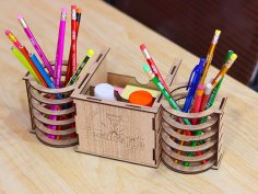 Laser Cut Desk Organizer Wooden Pen Holder Template 3mm Vector File