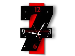 Laser Cut Digit 7 Shape Wall Clock Design Template Vector File