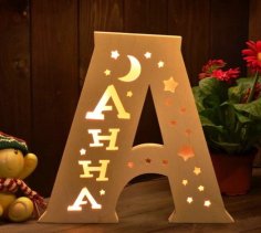 Laser Cut Digit A LED Table Lamp CDR File