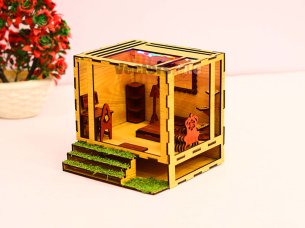 Laser Cut DIY Miniature Dollhouse with Furniture Toy Model Kit