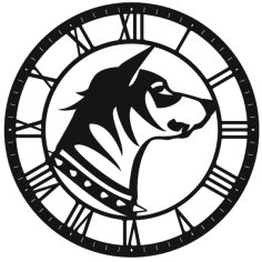 Laser Cut Dog Head Wall Clock Silhouette CDR File