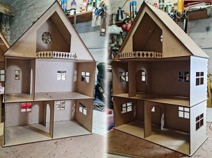 Laser Cut Doll House Plans Wooden Dollhouse Template