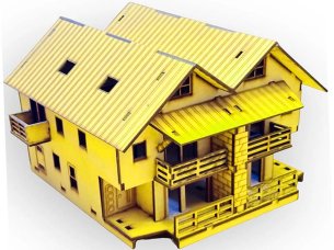 Laser Cut Dollhouse 3D Model Wooden House Design Vector File