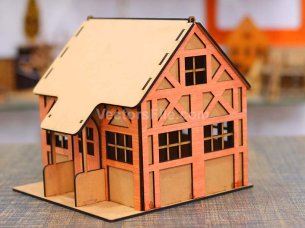 Laser Cut Dollhouse Design Miniature House Gift Box Template