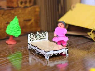 Laser Cut Dollhouse Furniture Barbie Miniature Bed Design