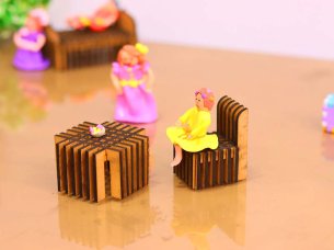 Laser Cut Dollhouse Furniture Miniature Chair and Table Set