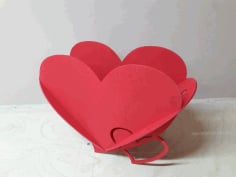 Laser Cut Double-Heart Shape Flower Basket CDR Vectors File