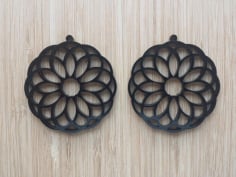 Laser Cut Earrings Acrylic Flower Design DXF File