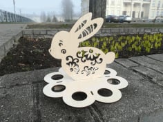 Laser Cut Easter Bunny Egg Stand Free CDR Vectors File