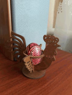 Laser Cut Easter Chicken Egg Holder Hen Rooster Egg Stand Free CDR Vectors File