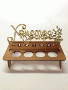 Laser Cut Easter Egg Tray Rack Wooden Stand Holder Free CDR Vectors File