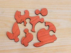 Laser Cut Educational Toys Template Wooden Rabbit Puzzle 4mm Vector File