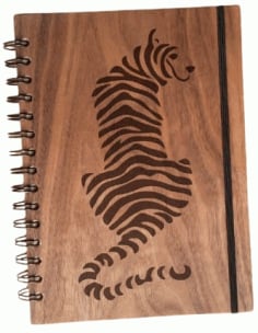 Laser Cut Engrave Tiger Book Cover, Laser Engraving Design Vector File