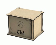 Laser Cut Engraved Wooden Tea Box With Lid DXF File