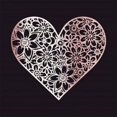 Laser Cut Engraving Floral Heart DXF File